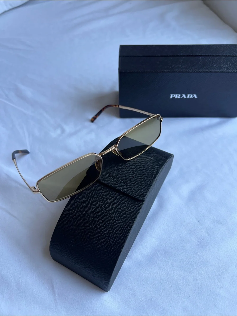 PRADA Brand New Authentic UNISEX PR A60S rectangle sunglasses Metal light lens